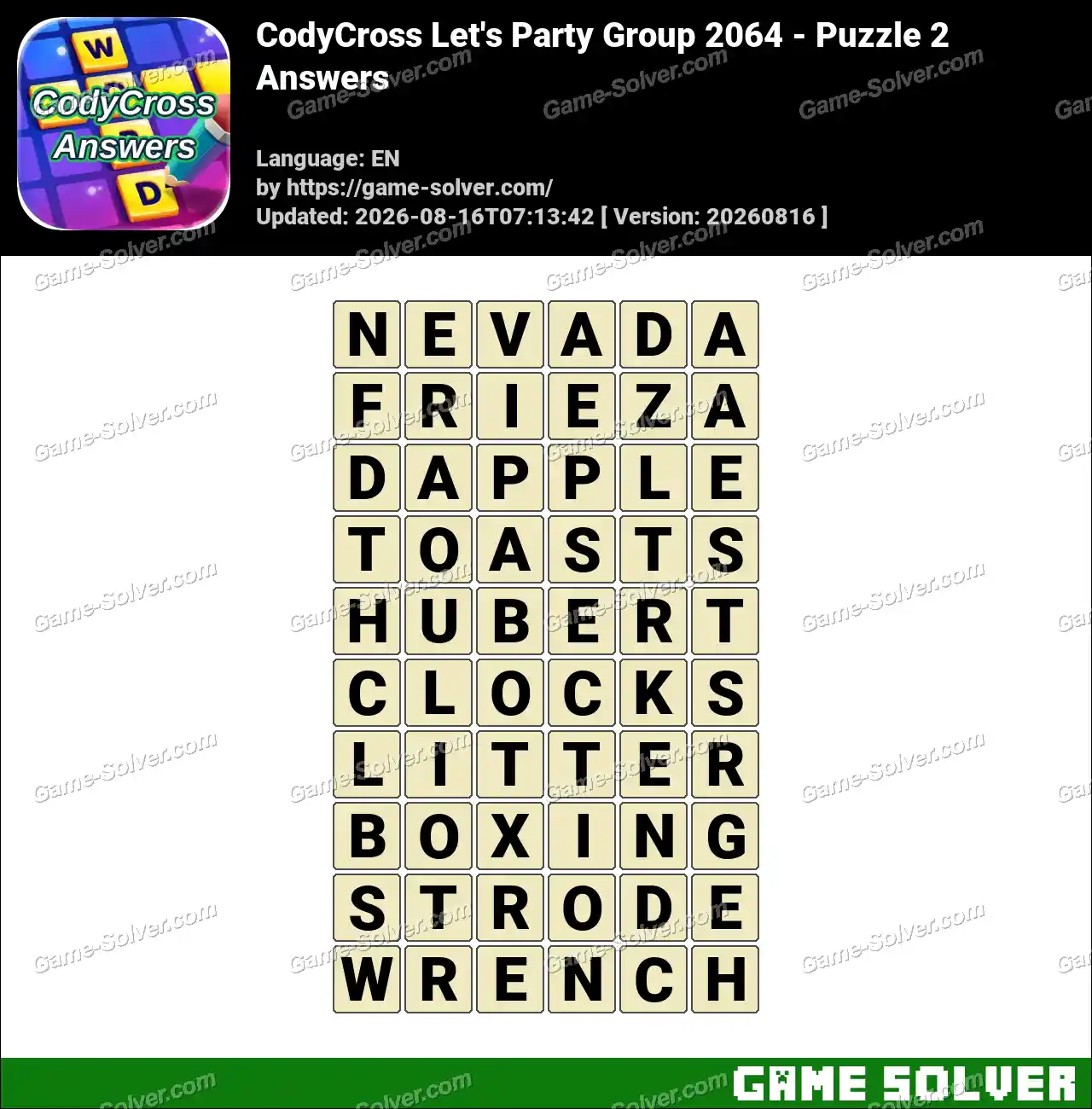 CodyCross Let’s Party Group 2064 – Puzzle 2 Answers